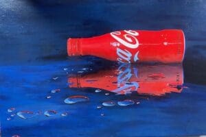Detailed painting of a coke bottle